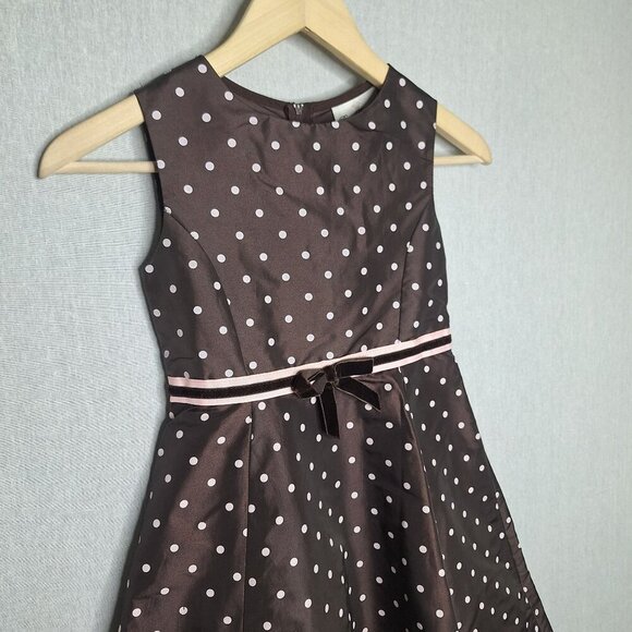 💙 Rare Editions Girls Full Skirt Polkadot Midi Dress Size 8 Preppy Coquette For - Picture 4 of 10